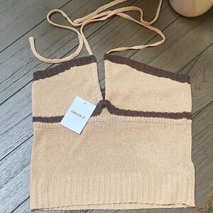 Forever 21 Beige and Chocolate Knit Top